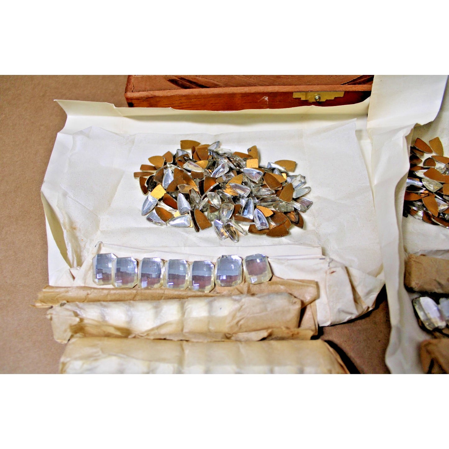3 lbs Assorted Flat-back Glass Crystal Clear Rhinestone Jewels, West German Rare