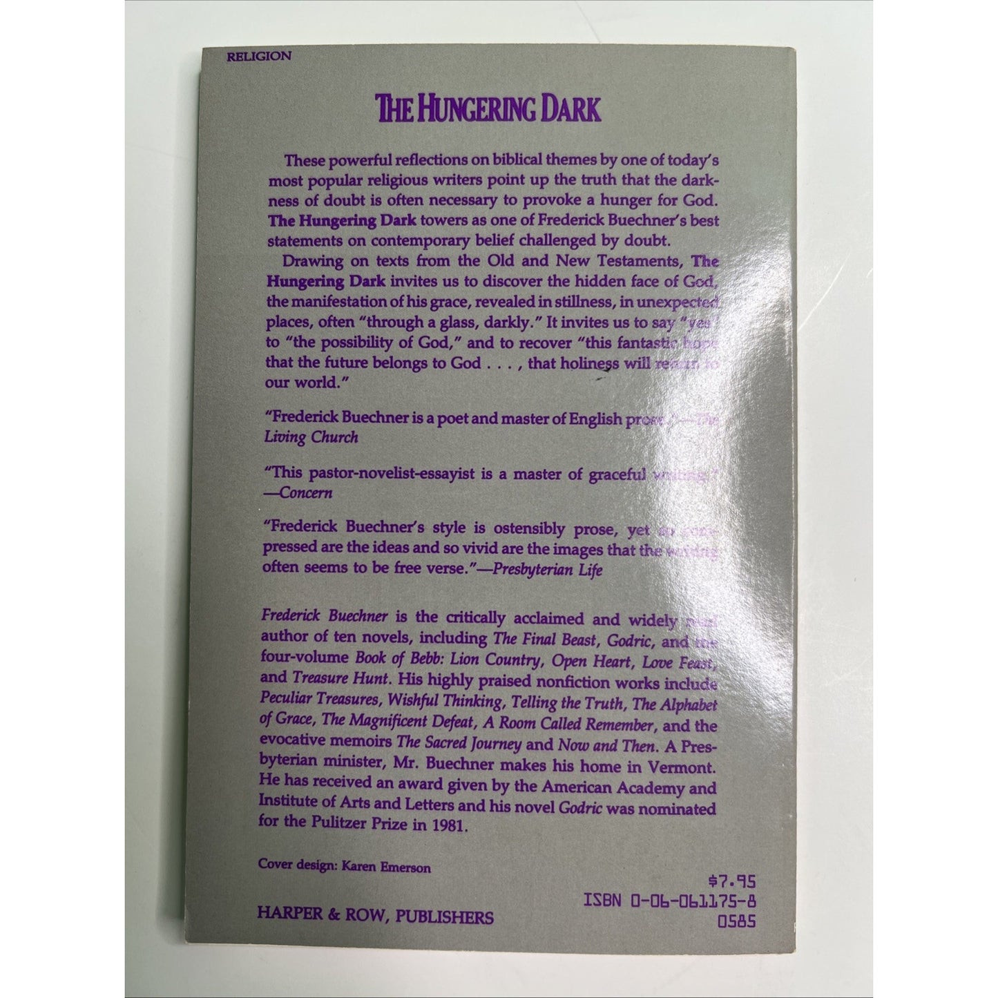 THE HUNGERING DARK by Frederick Buechner Christianity Religion Philosophy VG PB