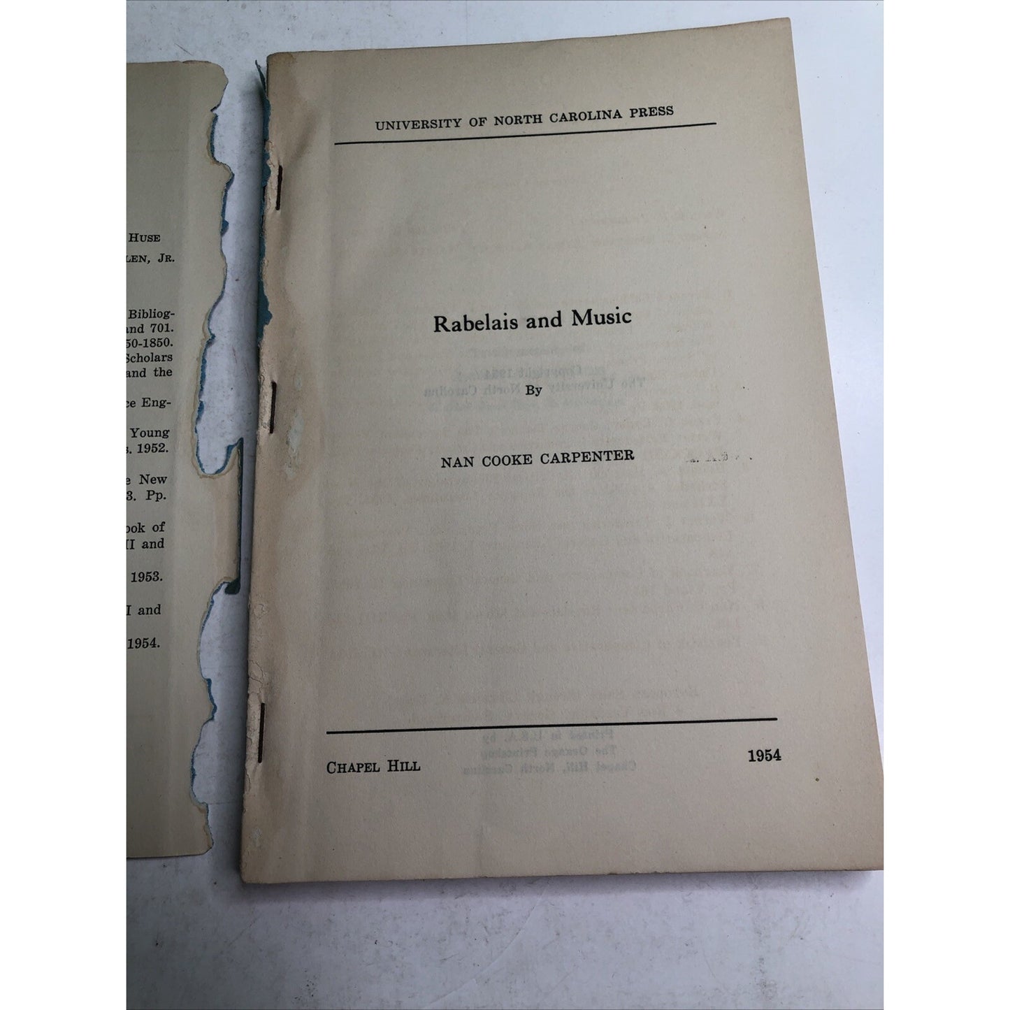 1954 University Of North Carolina Comparative Literature #8 RABELAIS And MUSIC