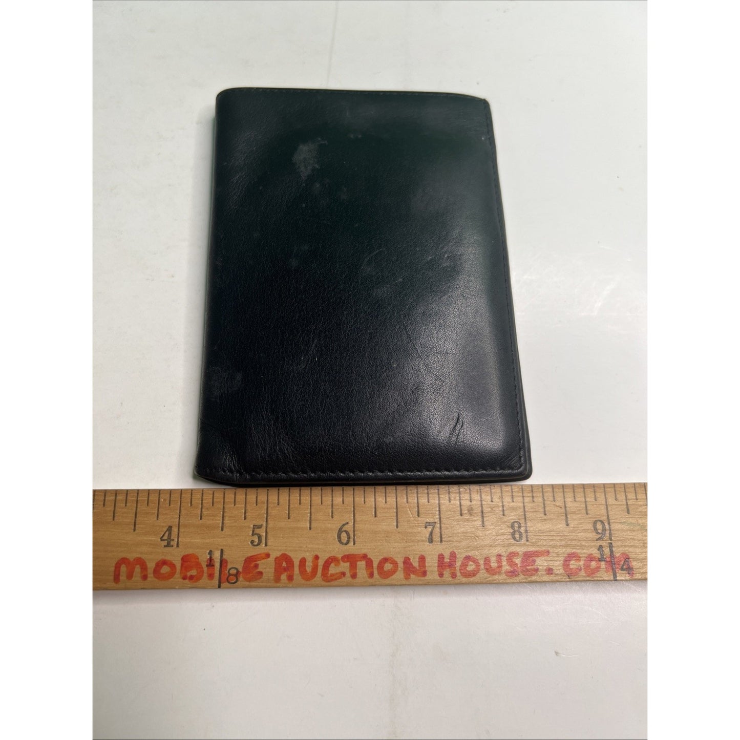 Black Leather Bifold Mens Wallet by Business Centurion Green Interior