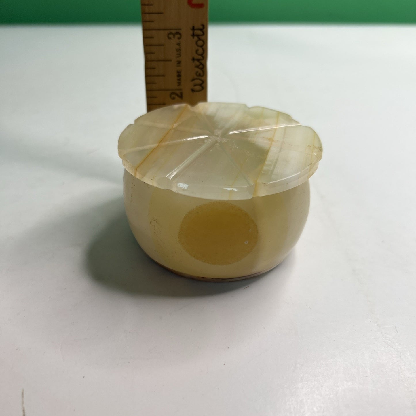 Carved Soapstone Small Box Round Trinket Vanity Natural Stone with Lid