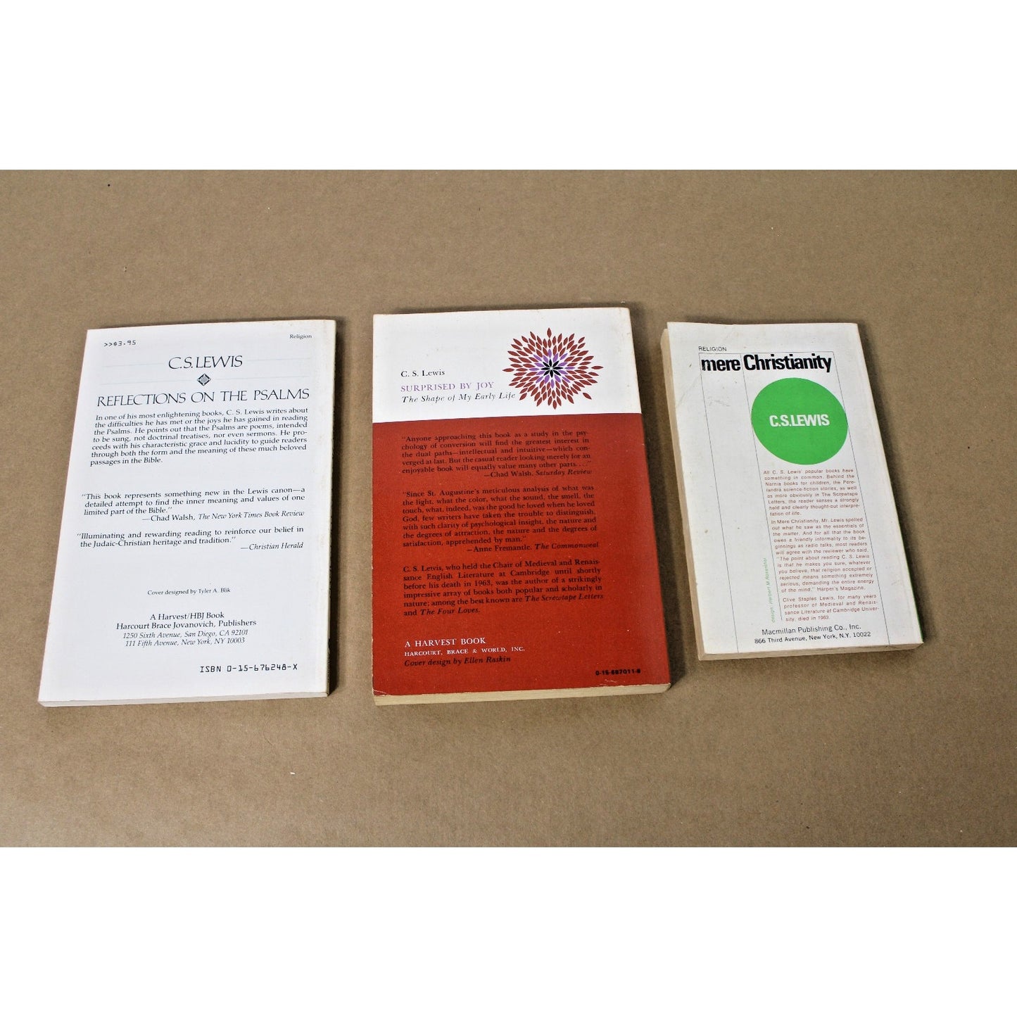 C.S. Lewis: 3 book Religious Collection, Vintage Softcover/ Paperbacks
