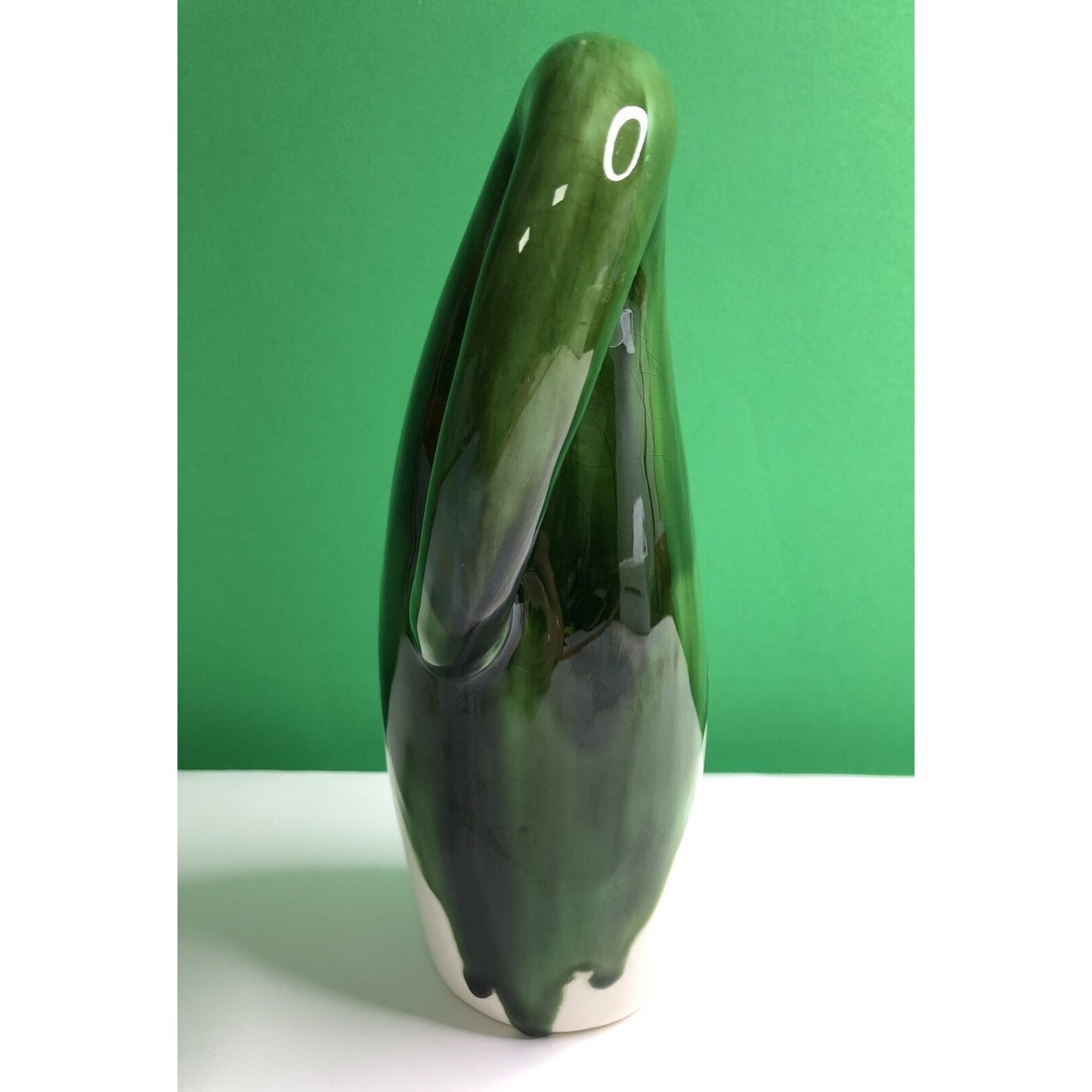 Vintage COACH AND FOUR Frederick Maryland OOAK BOTTLE W/ VERSE Green Drip Glaze