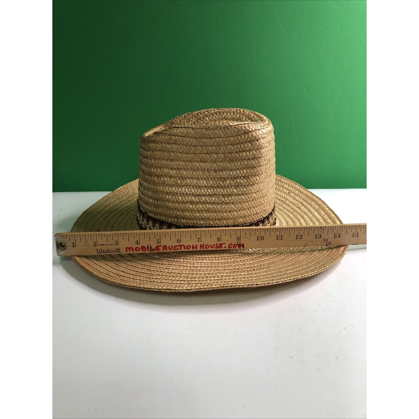 Vtg Stomper Western Style Cowboy Cowgirl Hat Straw Tan Rodeo Farm Made in Italy