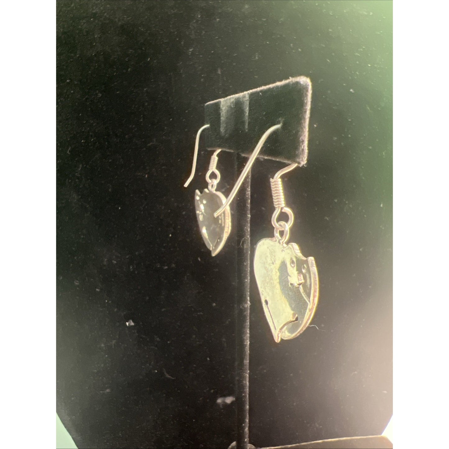 Vintage Sterling Silver Cat Earrings French Wire Mexico 925 Dangle