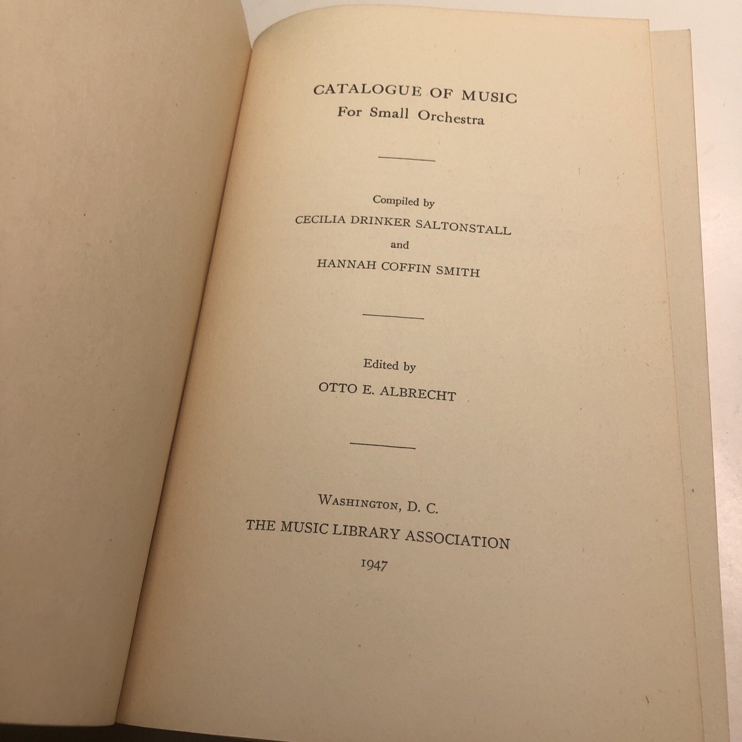 SALTONSTALL & SMITH Catalogue of Music For Small Orchestra 1947 PB