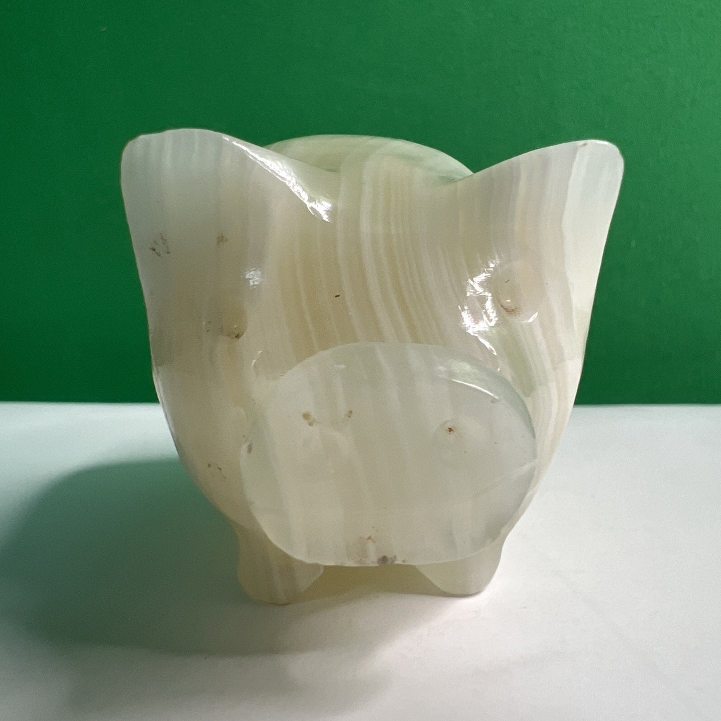 Carved White Opaque Quartz Stone Pig Figurine Healing Stone Free Shipping!