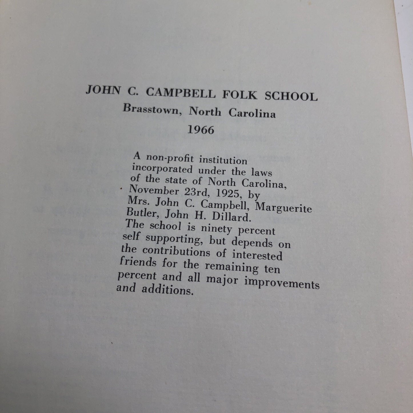 The First 40 Years John C. Campbell Folk School Book 1966 First Edition