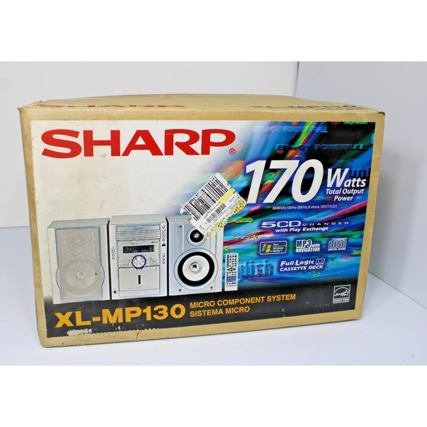 Sharp XL-MP130 Micro Component System 5-CD Changer Cassette AM/FM- NEW Old Stock