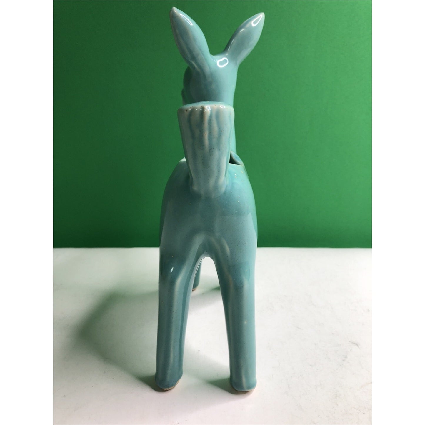 Vintage California Pottery Standing Deer Doe Fawn Planter Blue Green 9”x 6”