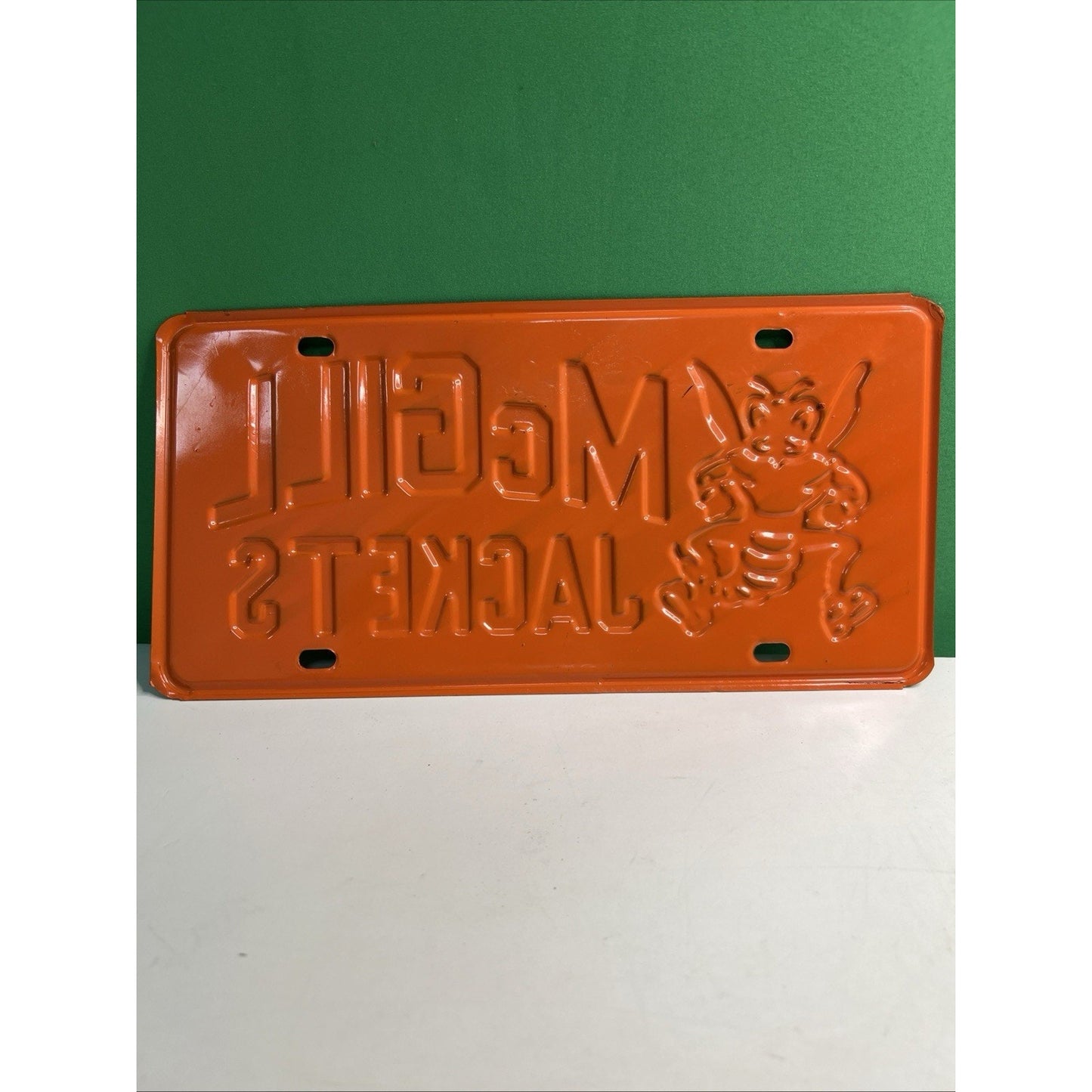 VINTAGE McGill Toolen High Jackets SCHOOL BOOSTER METAL LICENSE PLATE