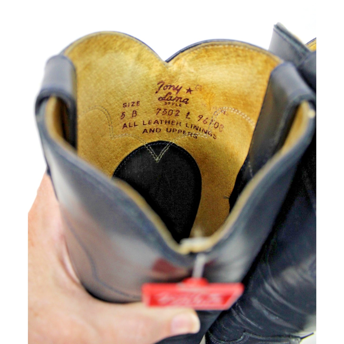 New Old Stock VTG 80s Tony Lama Roper Cowboy Western Navy Blue Boots 7502 Sz 5B
