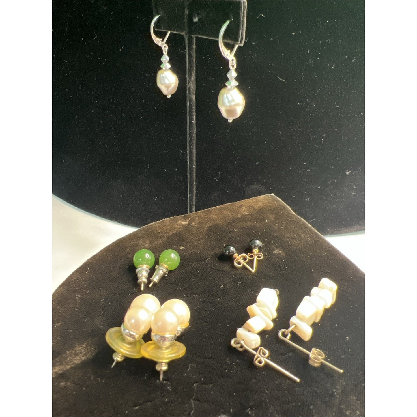 LOT OF MIXED STUD POST & DANGLE EARRINGS 5 PAIRS Variety