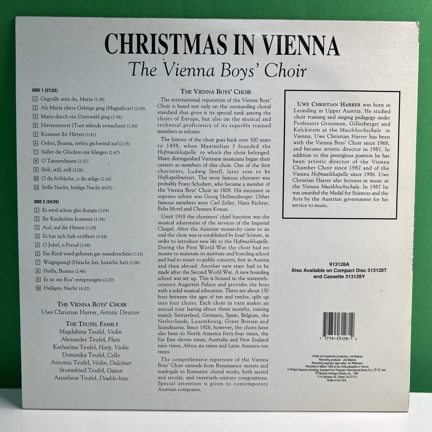 MHS 913128A Christmas In Vienna The Vienna Boys’ Choir Christian Harrer 1992 LP