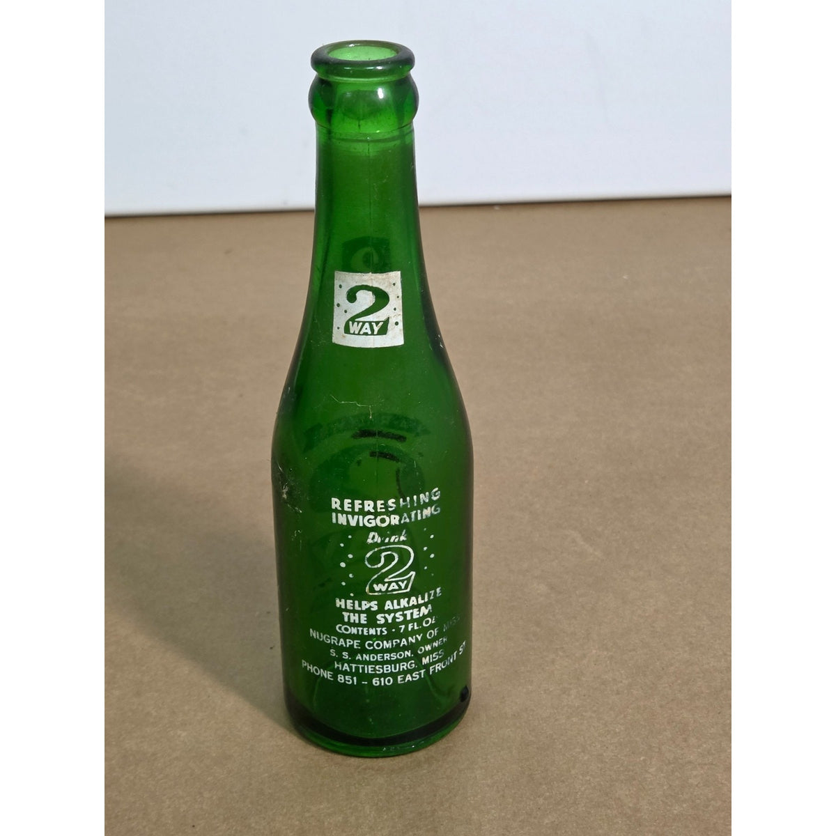 Rare 1946 2 Way Soda Bottle - Hattiesburg MS NuGrape - Ritzy Mixer ACL