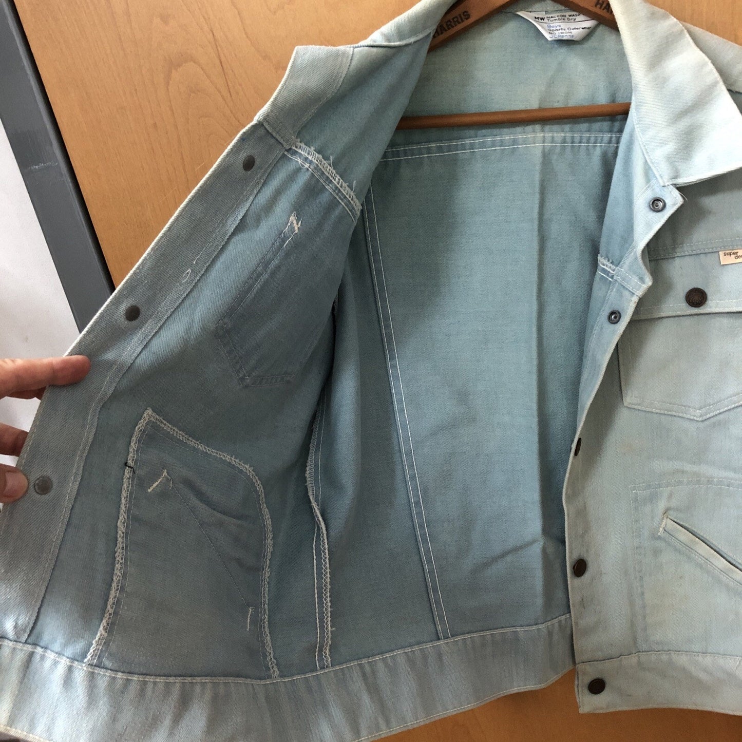 Vintage J. C. Penney Boys SUPER DENIM JACKET Snaps Slit Pockets Size 10-12