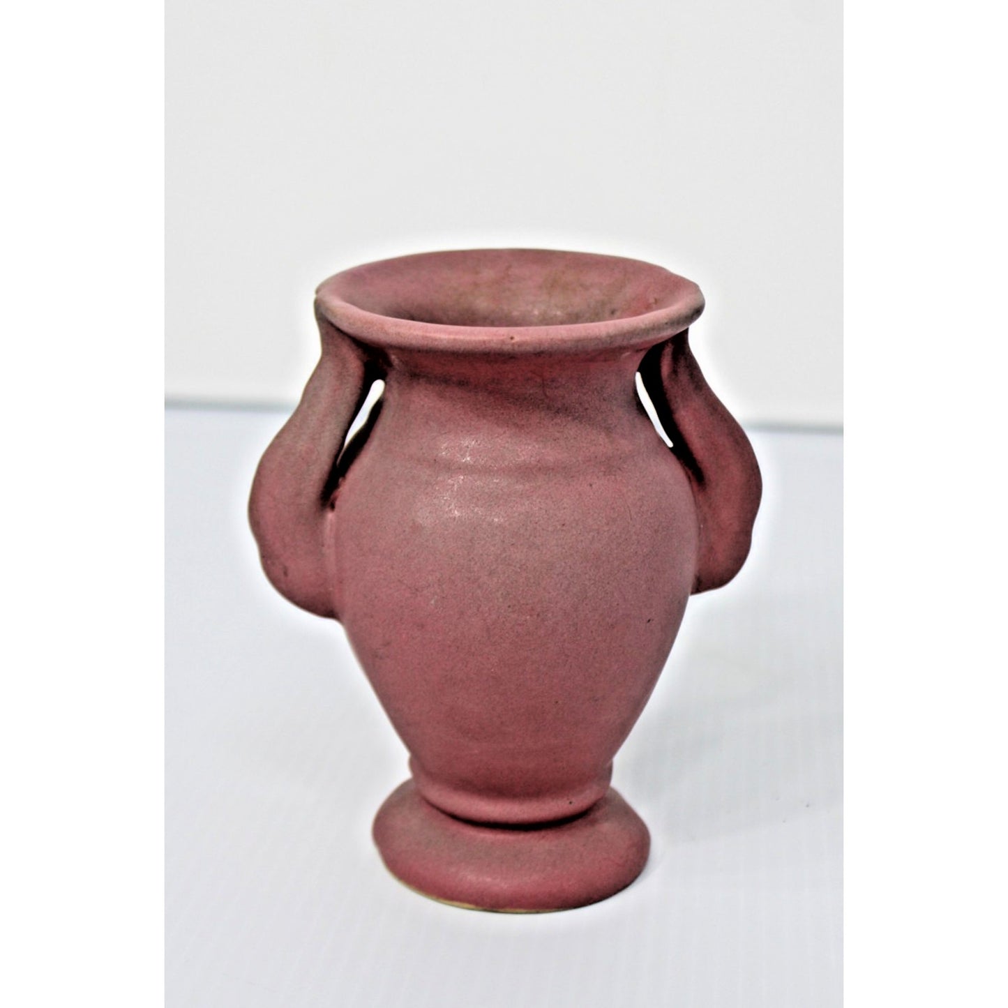 1930s Niloak Art Pottery Double-Handled Wing Vase 6"H Matte pink Ozark Dawn