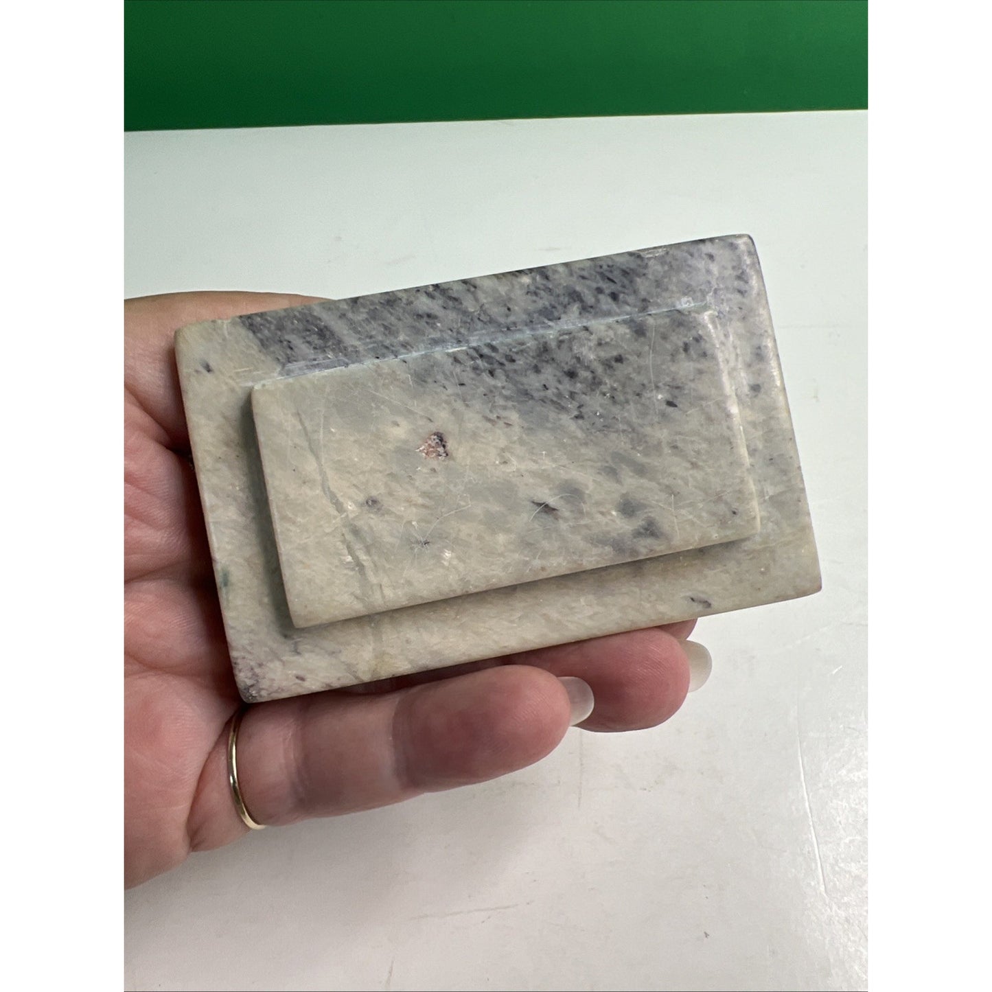 Carved Soapstone Small Box Trinket Vanity Natural Stone with Lid