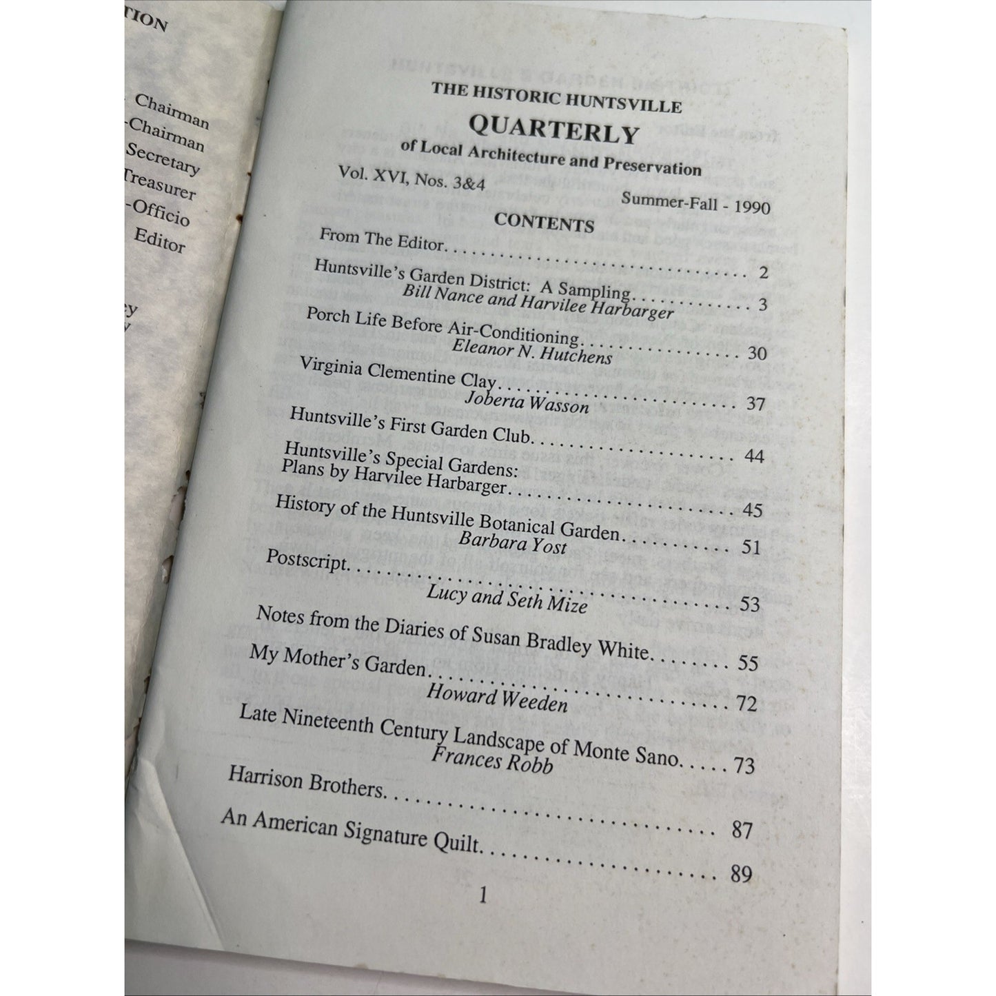 1990 THE HISTORIC HUNTSVILLE QUARTERLY OF LOCAL ARCHITECTURE & PRESERVATION