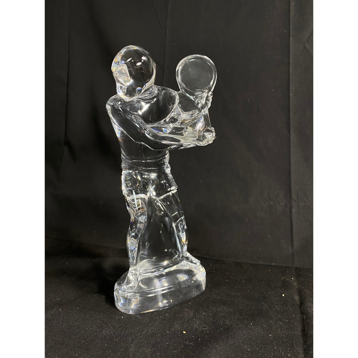 Vintage Baccarat Crystal- Male Tennis Player 10-Inch Statue