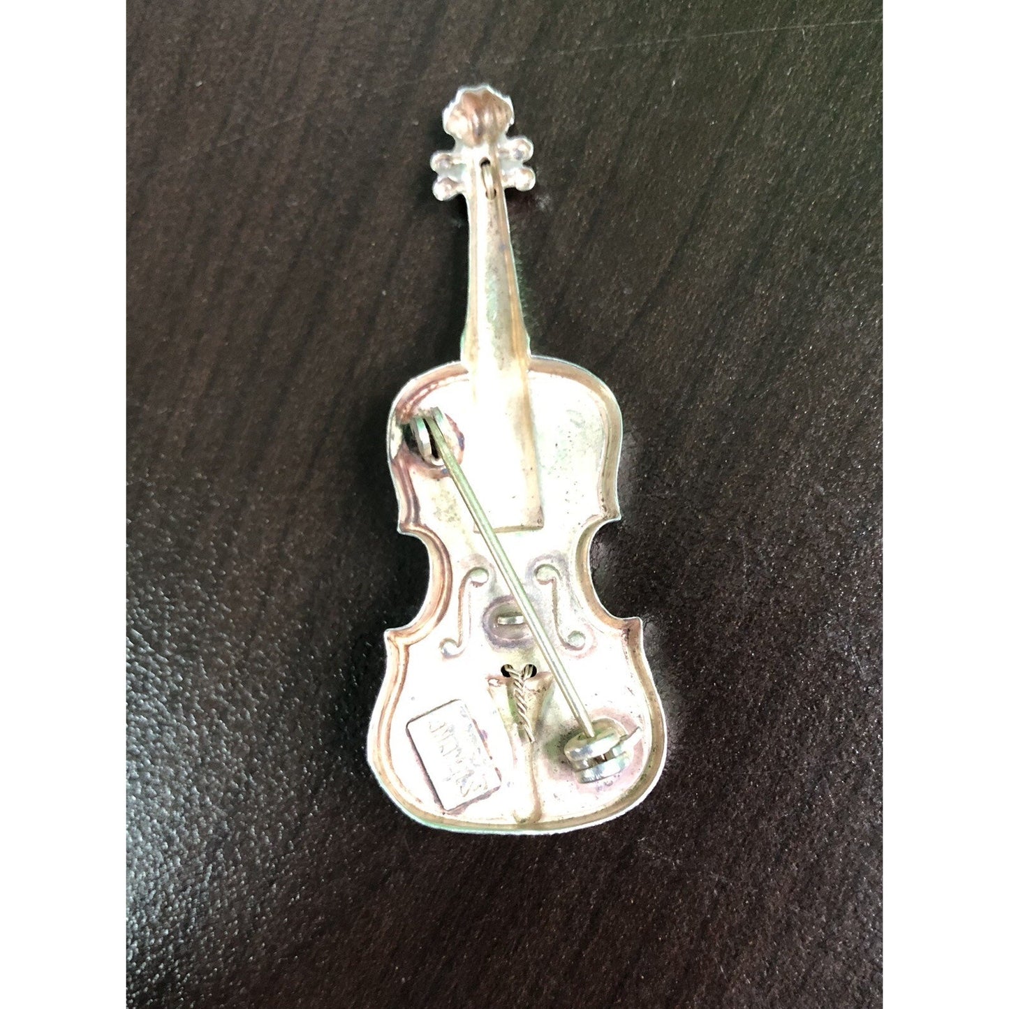 Vintage Lang Sterling Silver Violin Cello Pin Brooch 2.4"x.75" Music Instrument