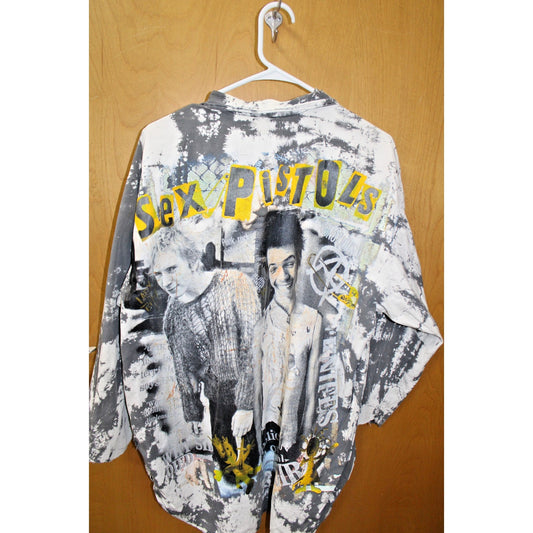 Men's XL Sex Pistols Snap Front, Collared Shirt, Sid Vicious, John Lydon, Empire