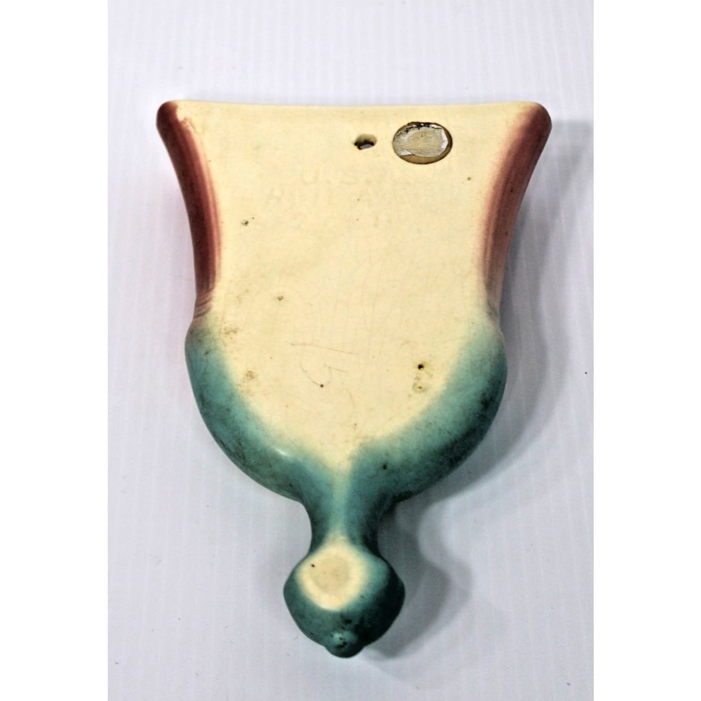 Hull Art Pottery Wall Pocket, Bow Knot Pattern, Whisk Broom Shape, 1949