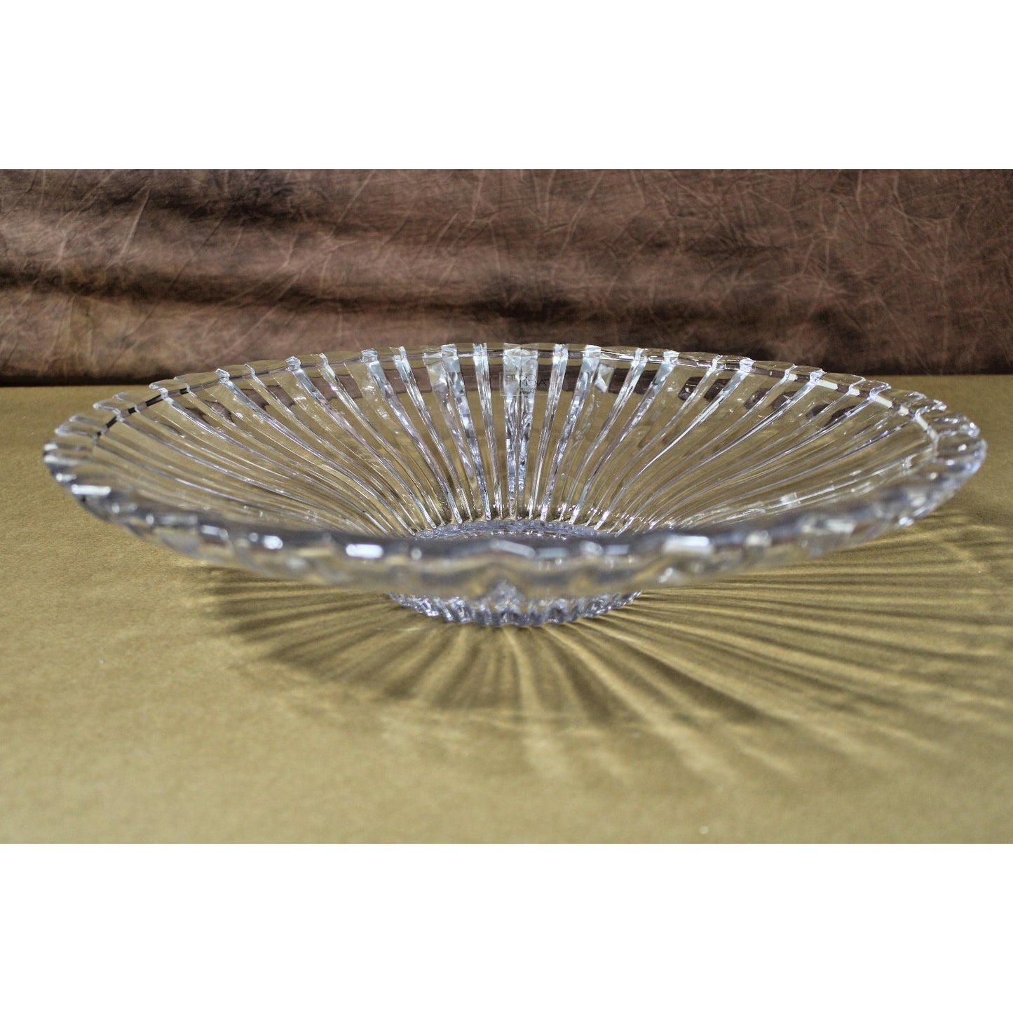 Mikasa Crystal Glass Centerpiece Platter Nova Japan Faceted Bowl HUGE 14.7"