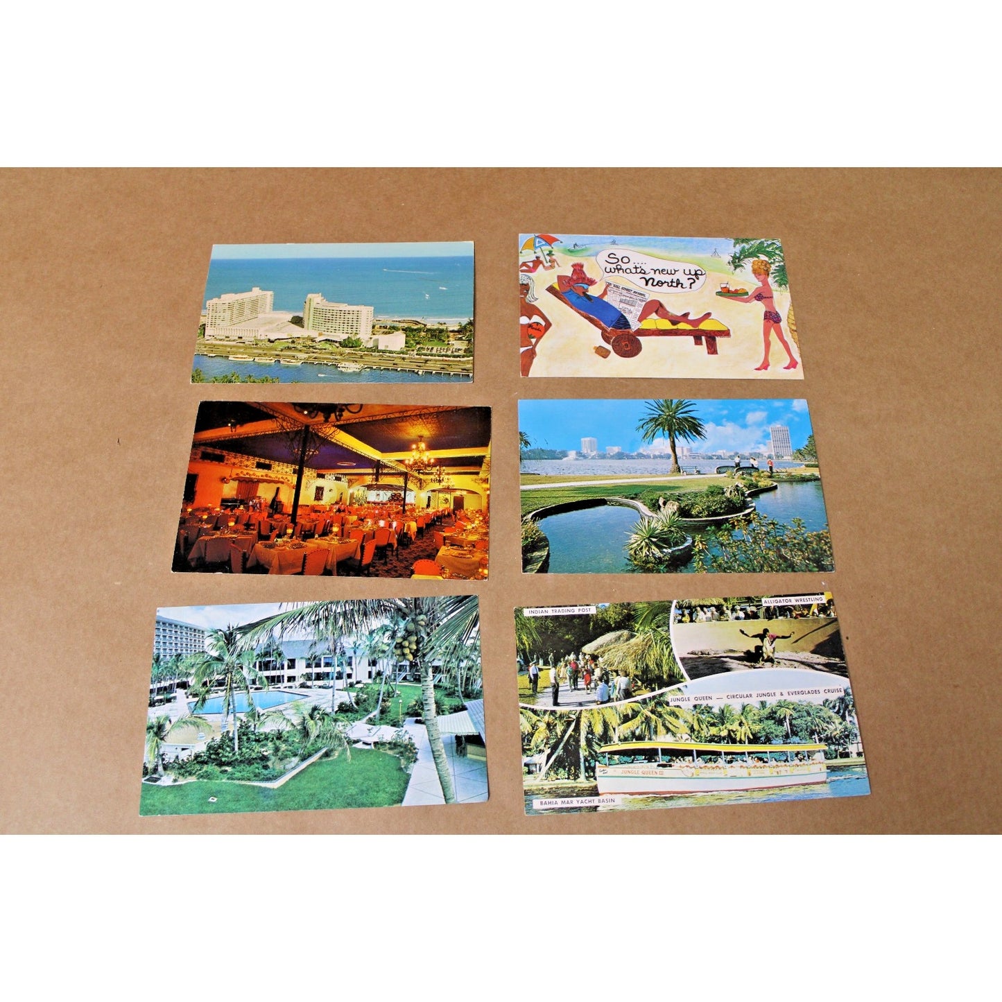 6 VTG Mid-Century Florida Travel Postcards, Miami, Orlando, Marco Beach- Lot 1