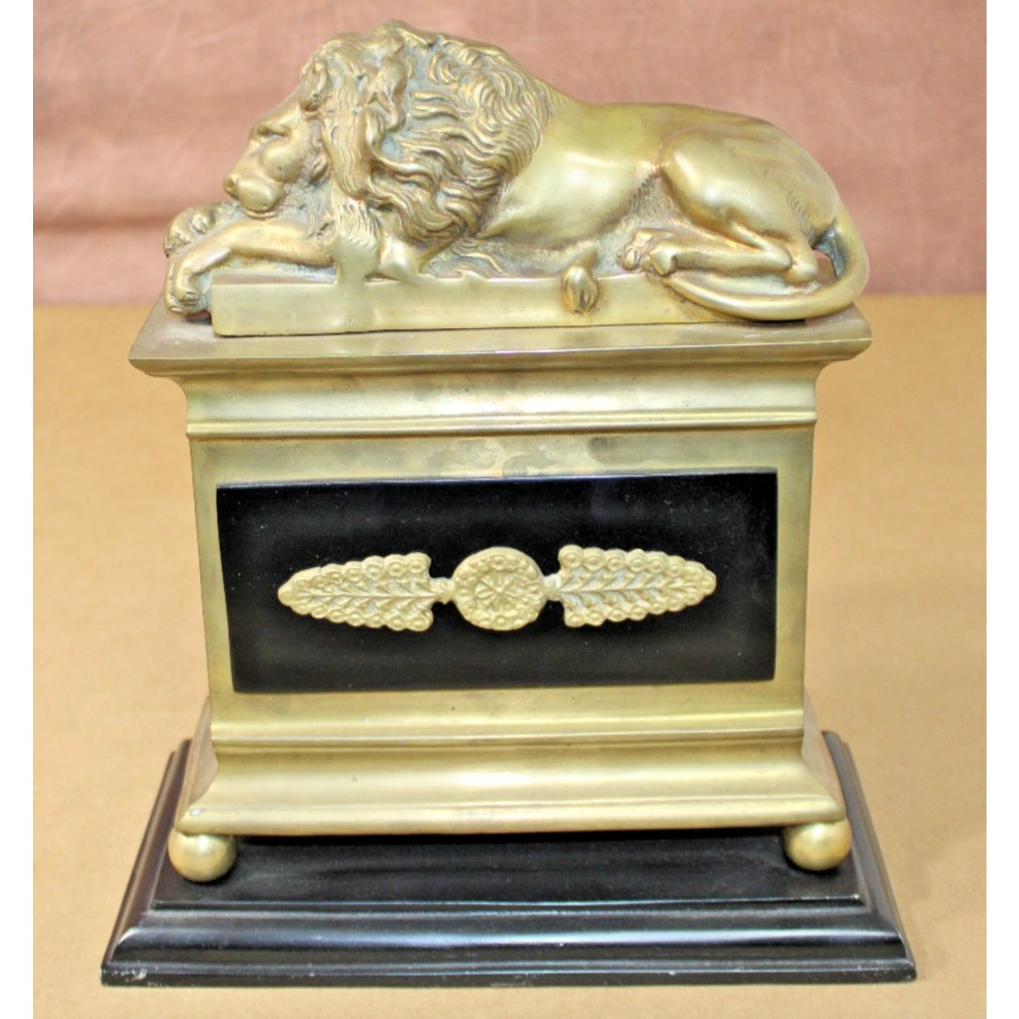 11" Antique Grand Tour Brass Lion Sculpture, Classical, Regency