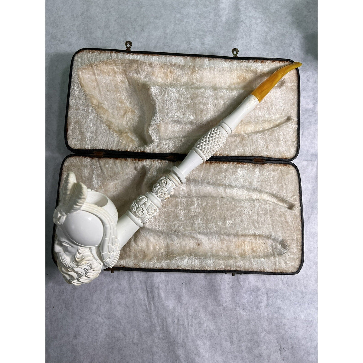 HUGE Vintage Turban Sultan Meerschaum Pipe never used VGC 15 inches long