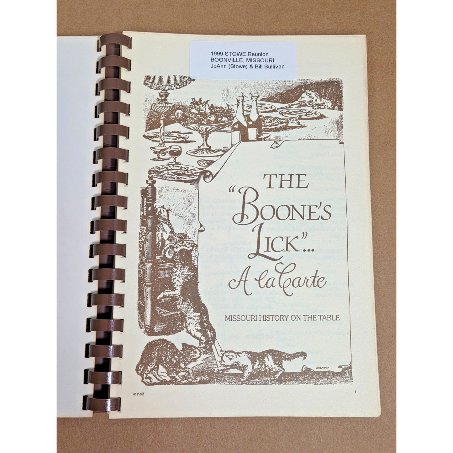 Vintage 1993 Boone's Lick A la Carte: Missouri History & Heritage Cookbook