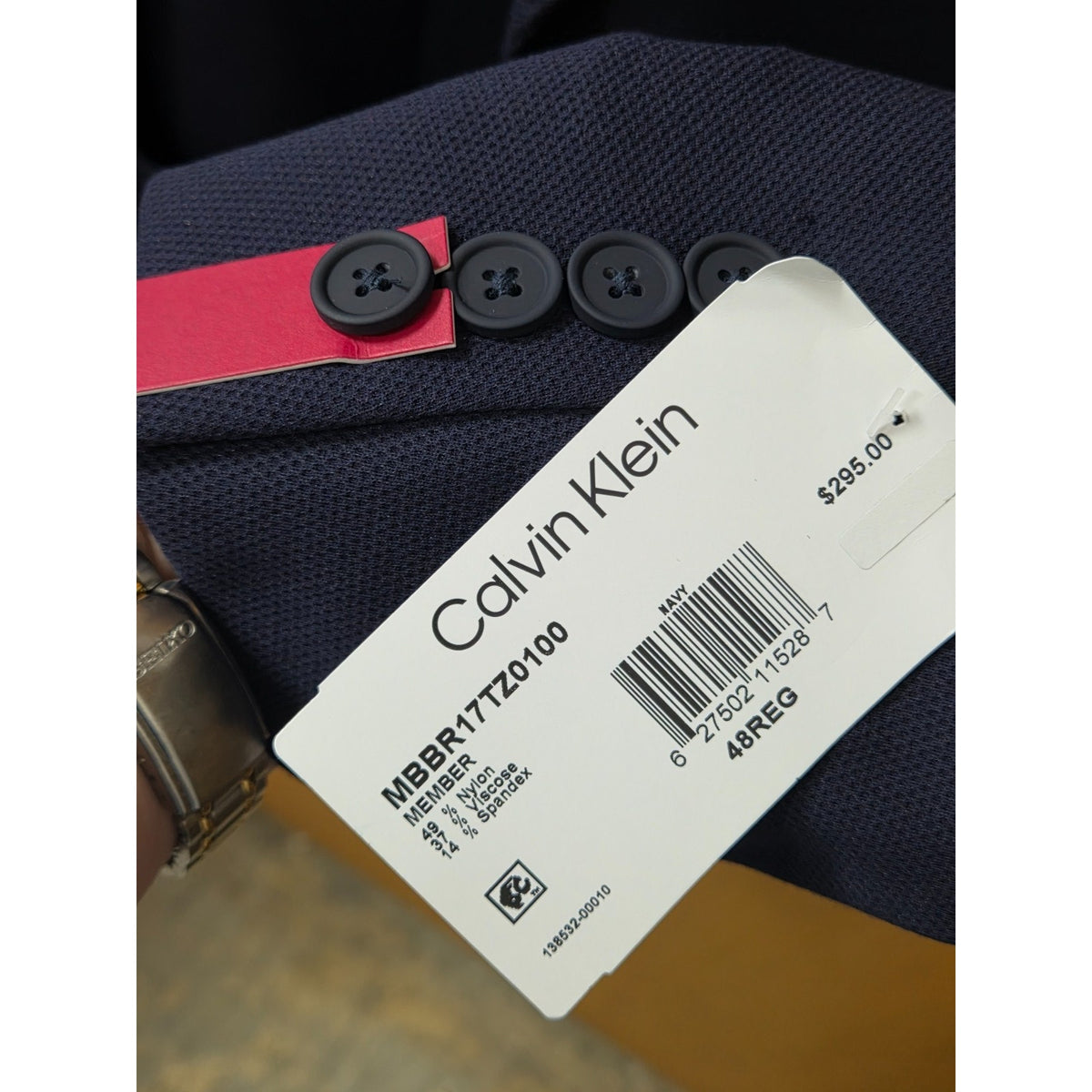 NWT Calvin Klein Slim Fit Navy Mesh Knit Member Blazer Sport Coat Jacket 48R