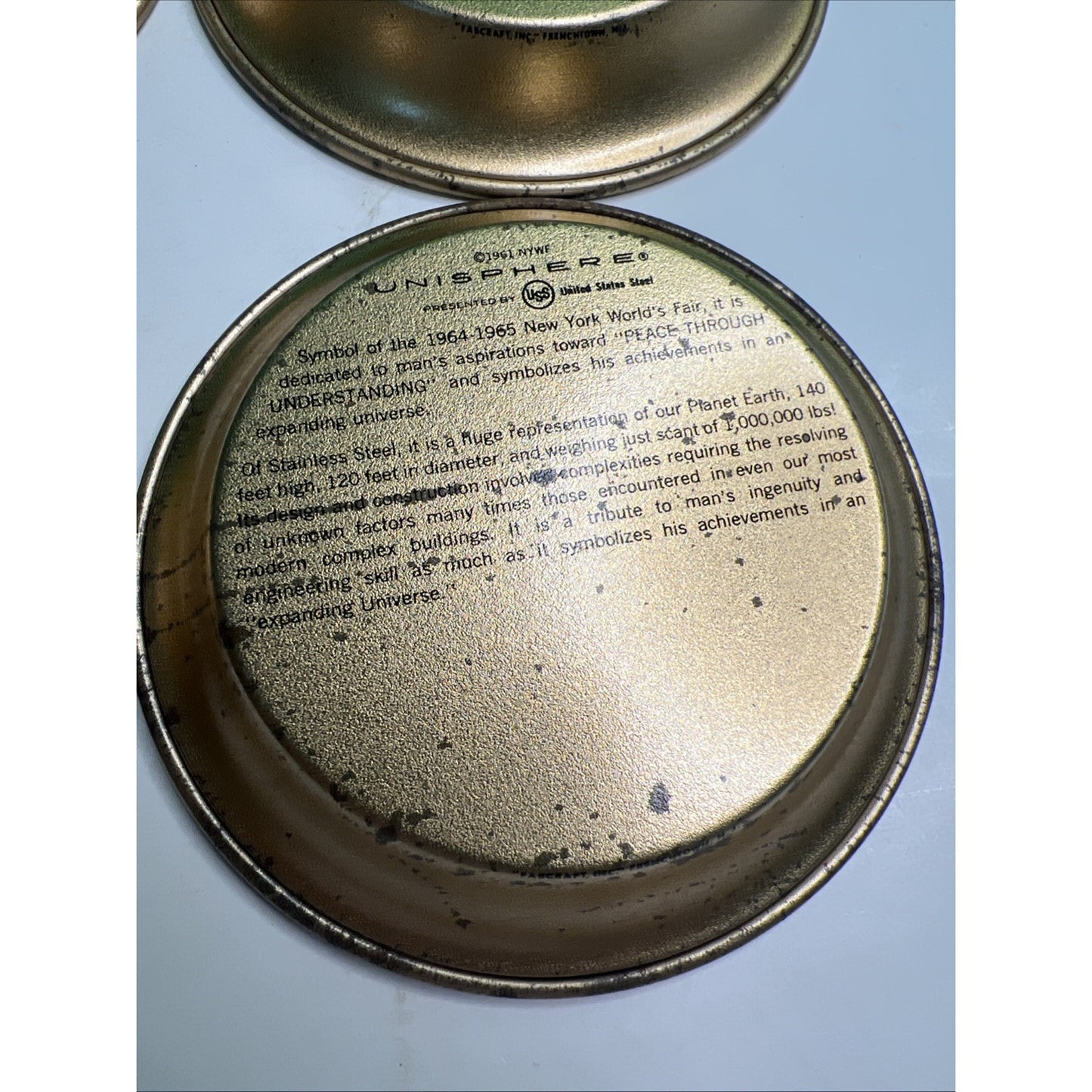 1964-65 New York World's Fair Unisphere Metal Coasters (set of 4) Trays