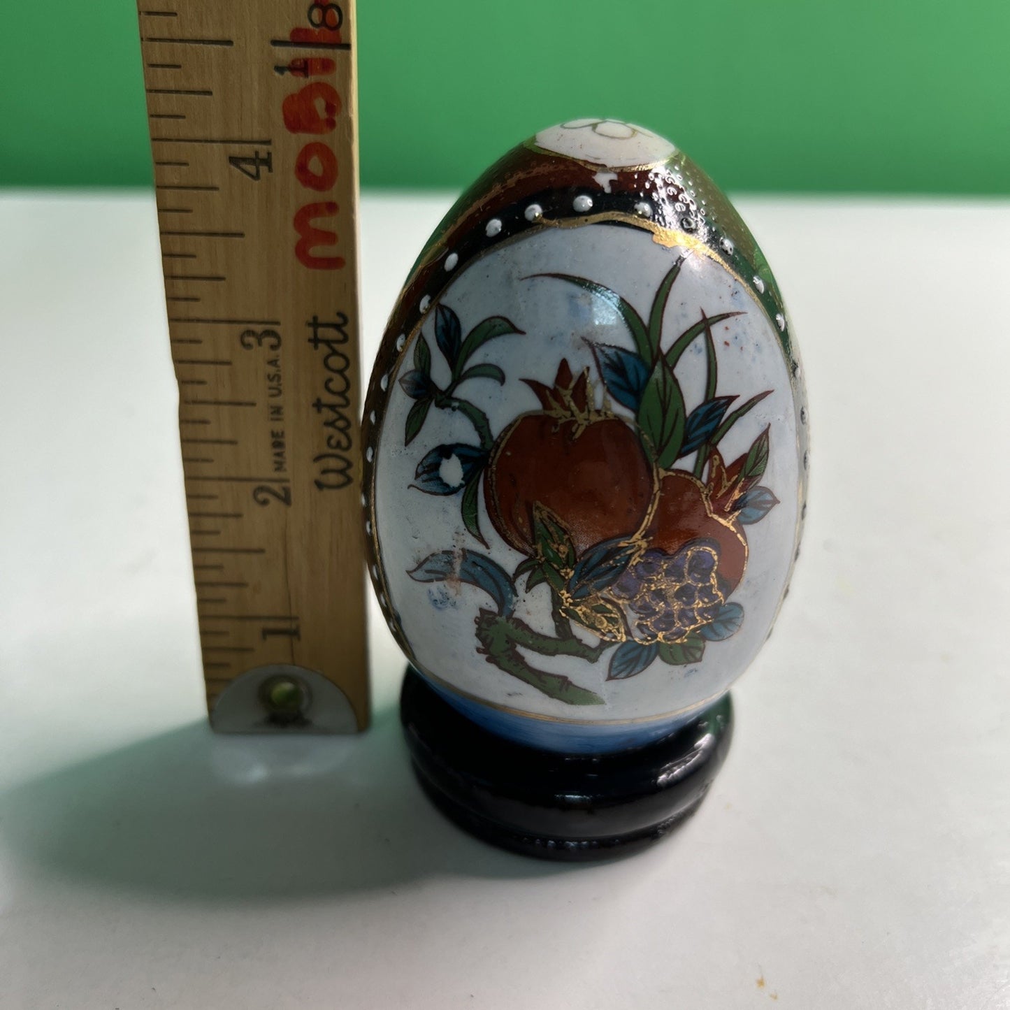 Vtg Satsuma Hand Painted Asian Oriental Chinese Ceramic Egg Fruit Floral