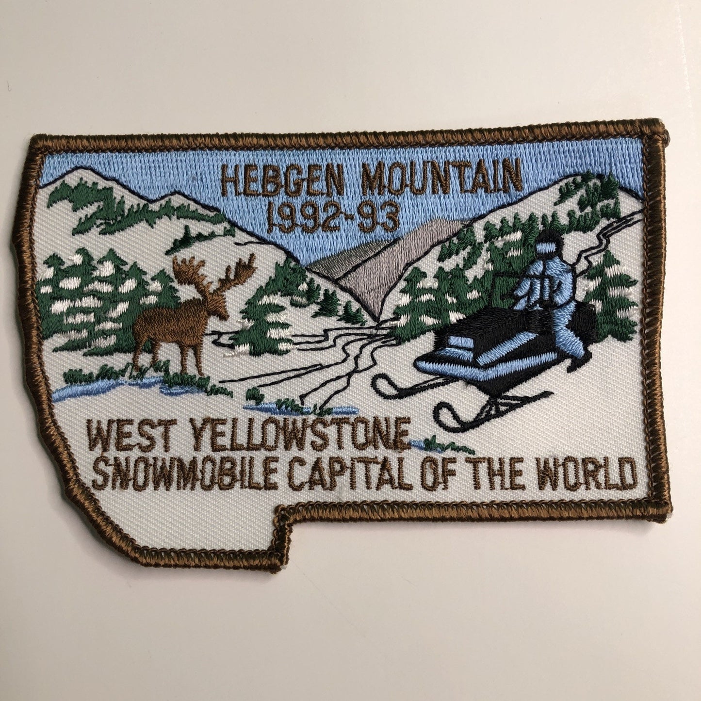 1992-1993 Hebgen Mountain WEST YELLOWSTONE Snowmobile Capital Embroidered Patch