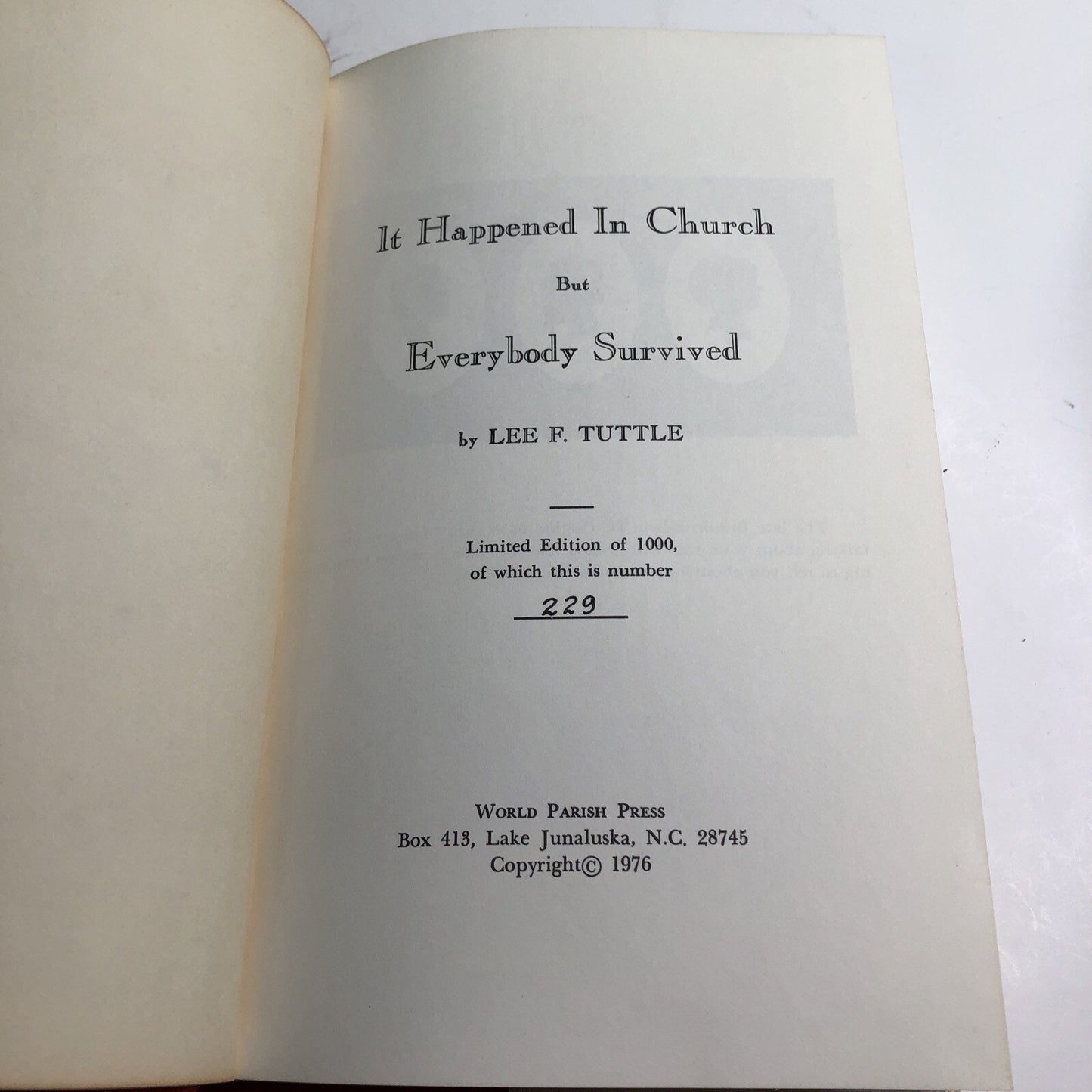 It Happened in Church but Everybody Survived Limited First Edition Lee F. Tuttle