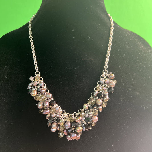 Vintage J Jill Costume Link Necklace With Multi Color Beads 18” W/ 3” Extender