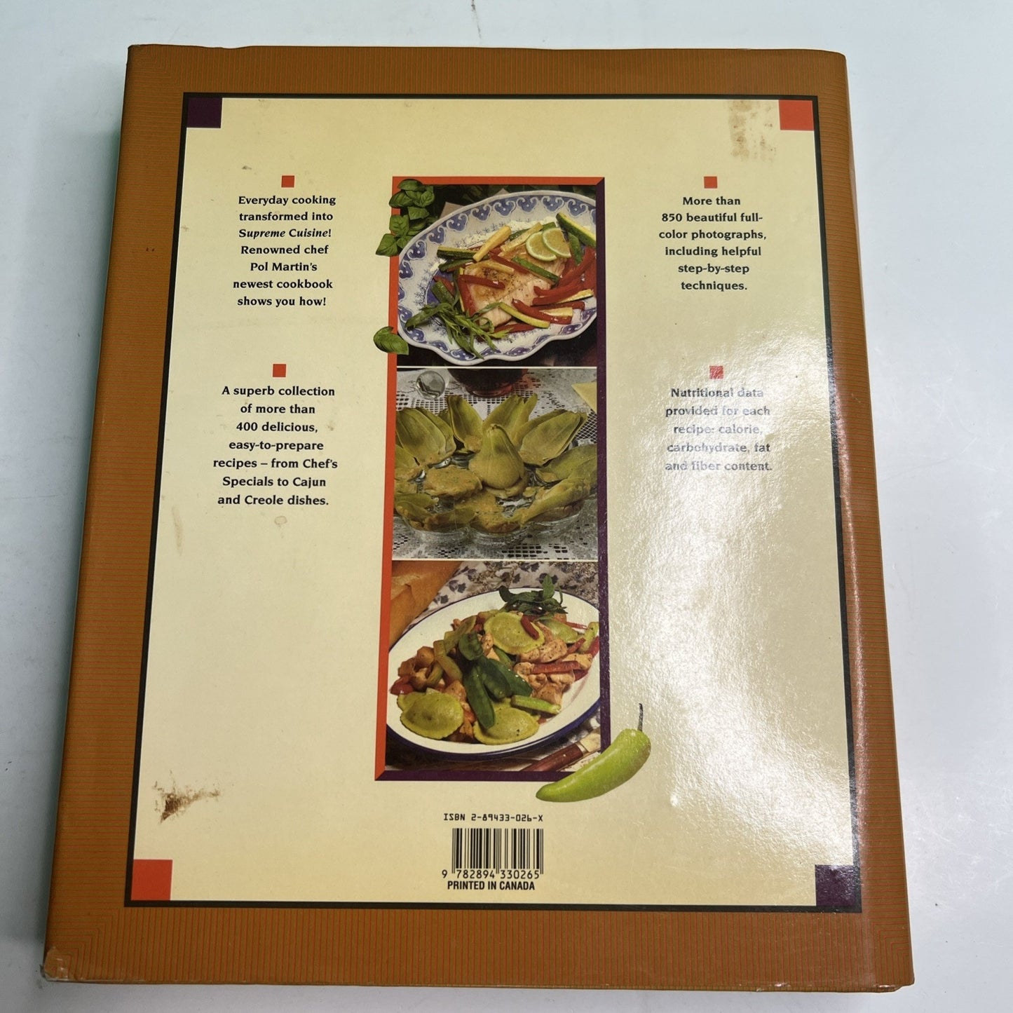 Pol Martin’s Supreme Cuisine HC DJ Cookbook 1993 Brimar Smart & Simple Cooking