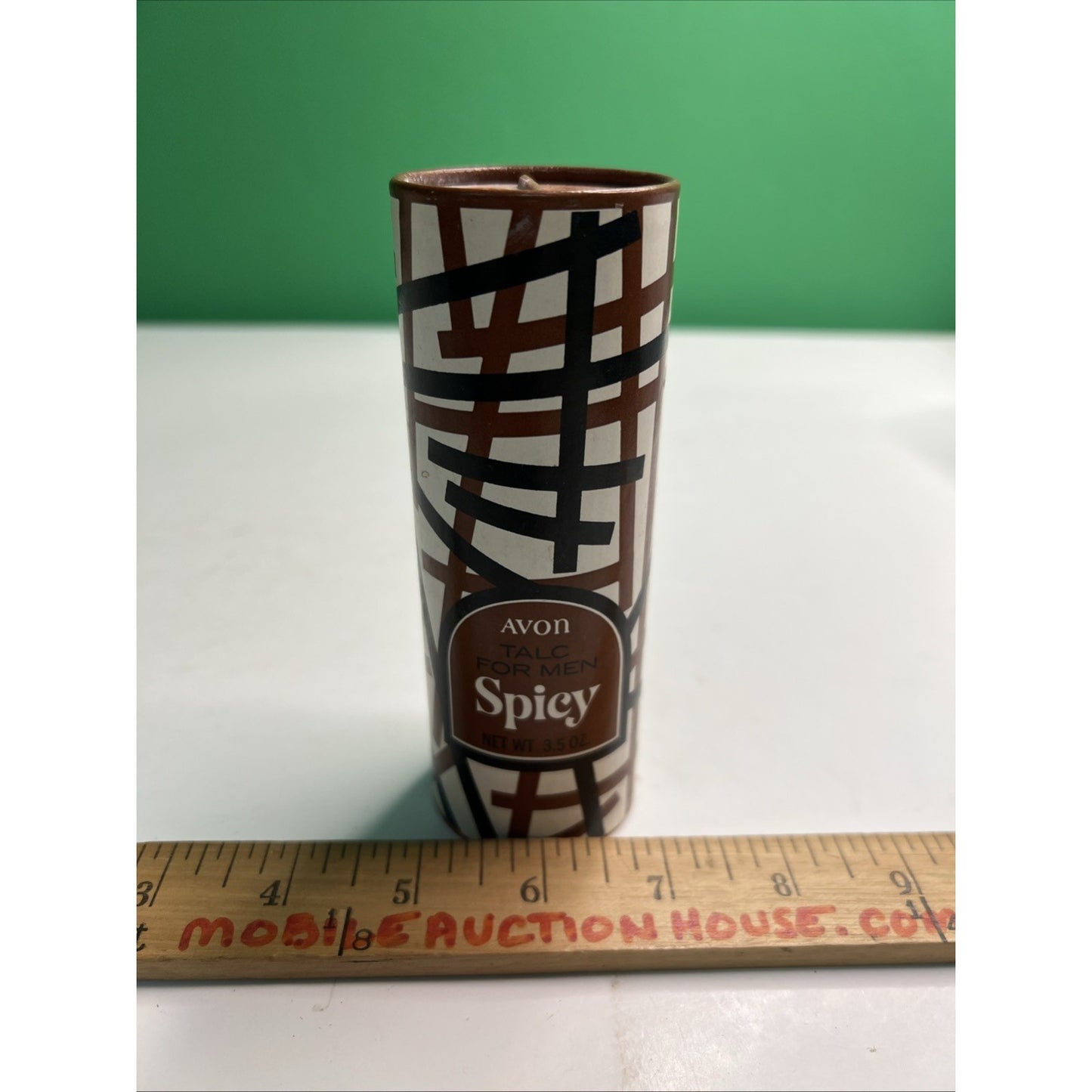 Vintage Avon Talc For Men Spicy Brown and Black Canister Original 3.5 oz