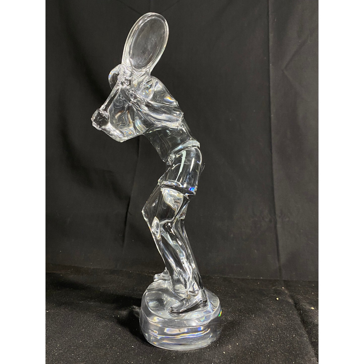 Vintage Baccarat Crystal- Male Tennis Player 10-Inch Statue