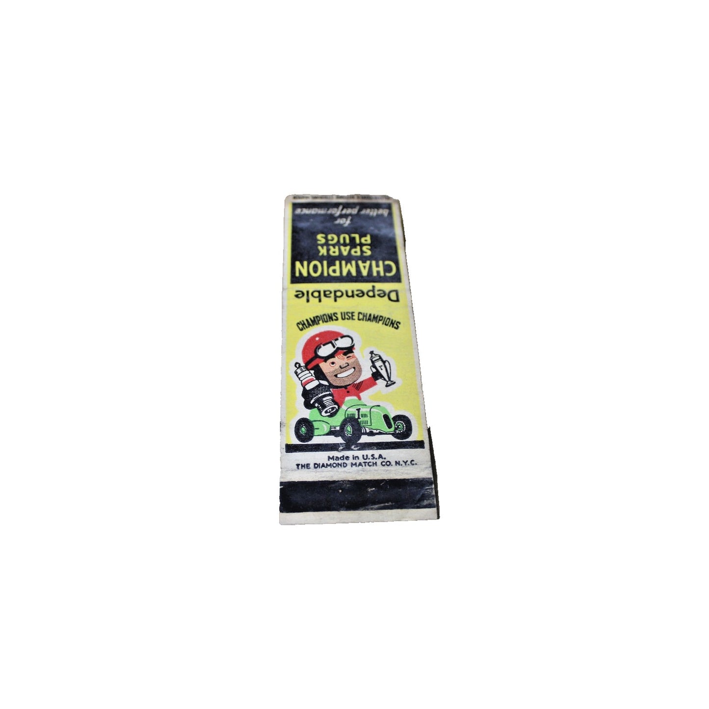 Vintage Mid Century Advertising Matchbook Cover, Champion Spark Plugs