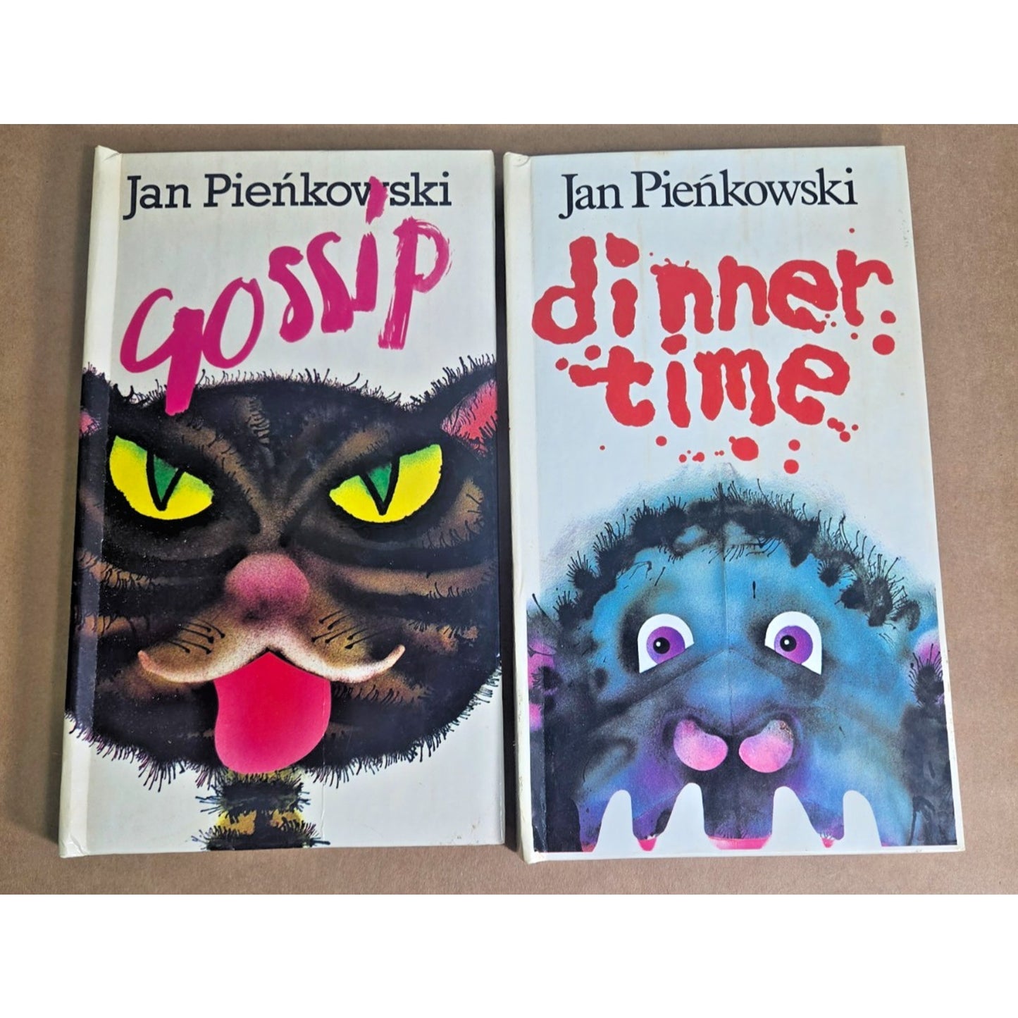 Vintage Jan Pieńkowski Pop-Up Book Set: Gossip (1983) & Dinner Time (1981)