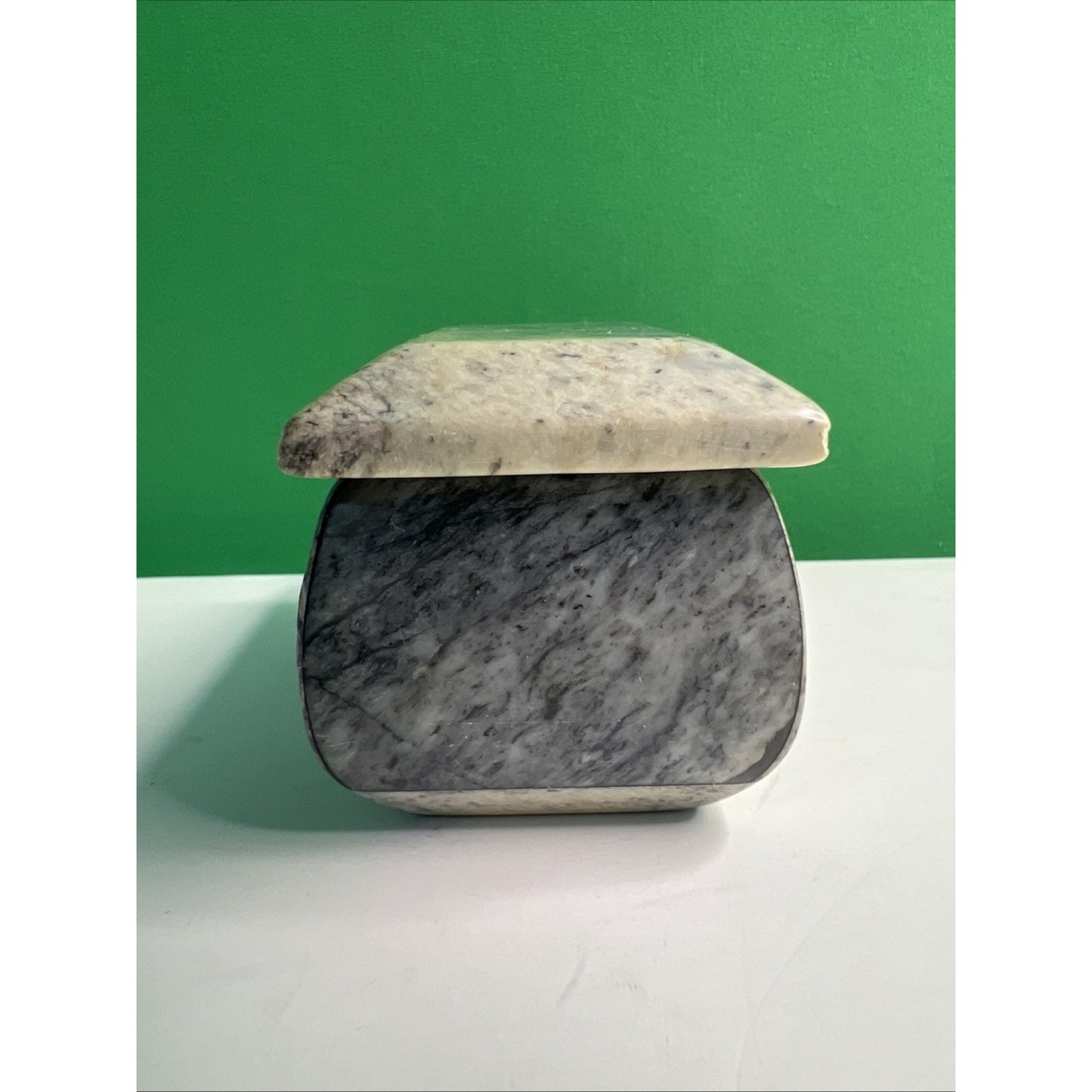 Carved Soapstone Small Box Trinket Vanity Natural Stone with Lid