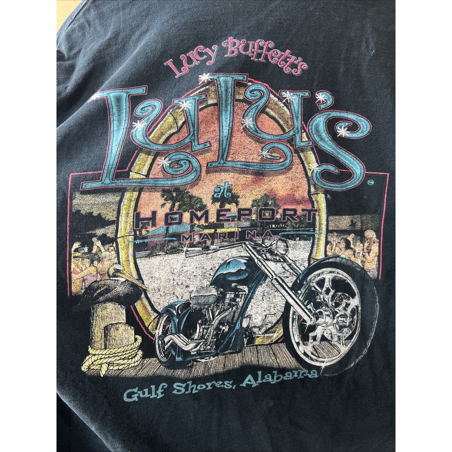 LuLu's Lucy Buffett T-Shirt Adult Size Extra Large XL Gulf Shores Alabama Marina