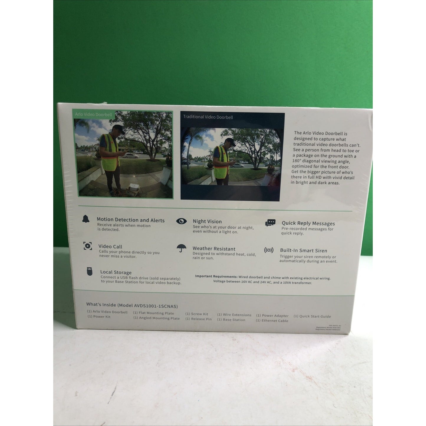 Arlo Essential Series Wired Video Doorbell + Base Station (AVDS1001-1SCNAS) New