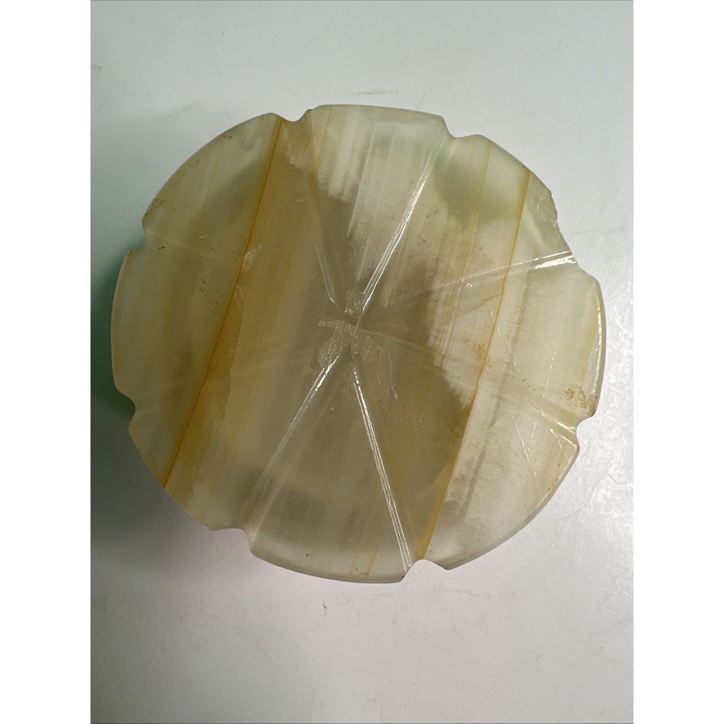 Carved Soapstone Small Box Round Trinket Vanity Natural Stone with Lid