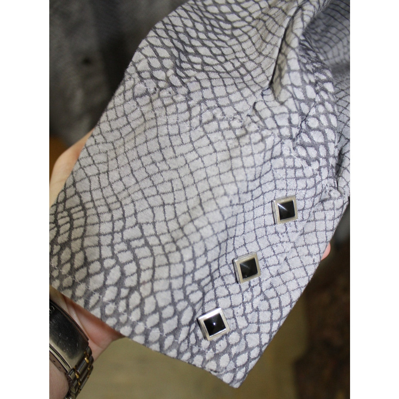 Wrangler George Strait Troubadour Men's XL Grey Snakeskin Print Western Shirt
