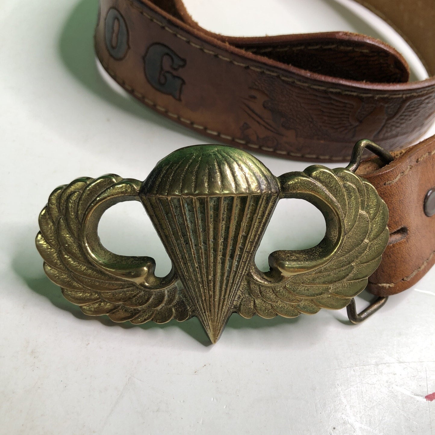 Vintage Original Brass Military Parachute Master Belt 38” Buckle Special Forces