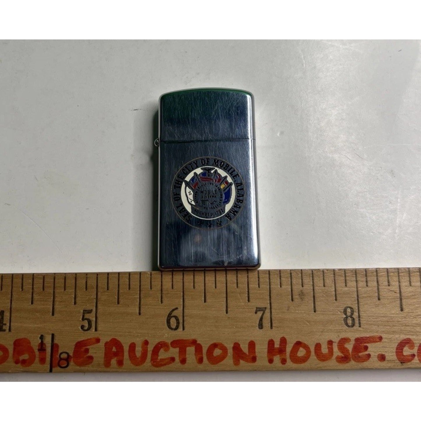 Vintage Zippo Slim Lighter Seal of the City Mobile Alabama Founded 1702